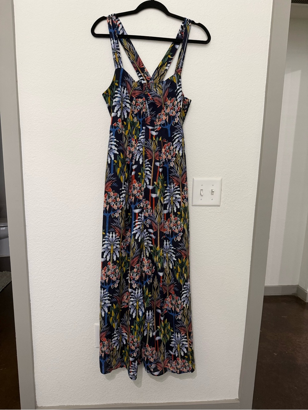 Anthropologie Navy Floral Maxi Jumpsuit